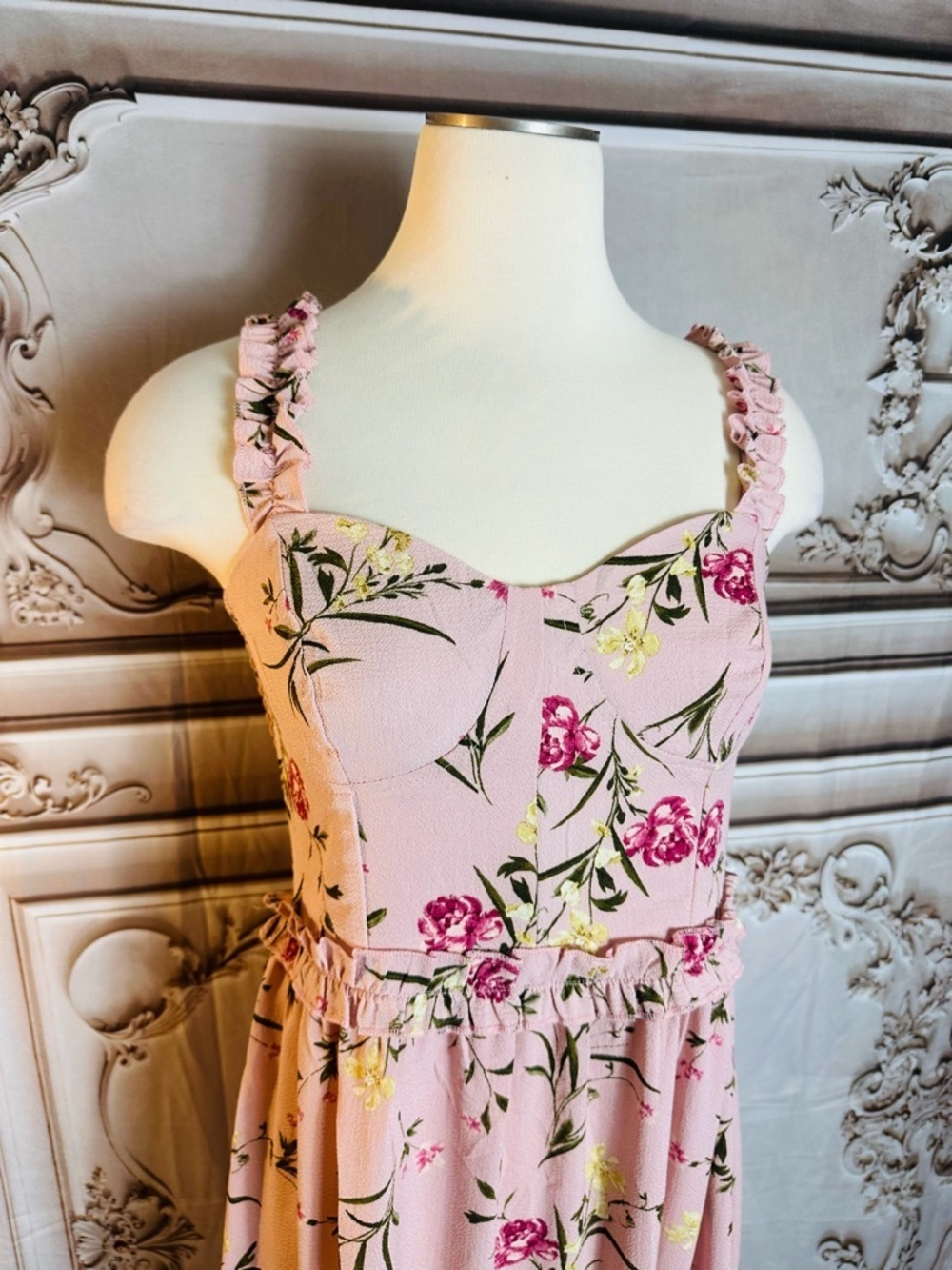 Pink Floral Ruffle-Trim Maxi Dress - Picture 8 of 12